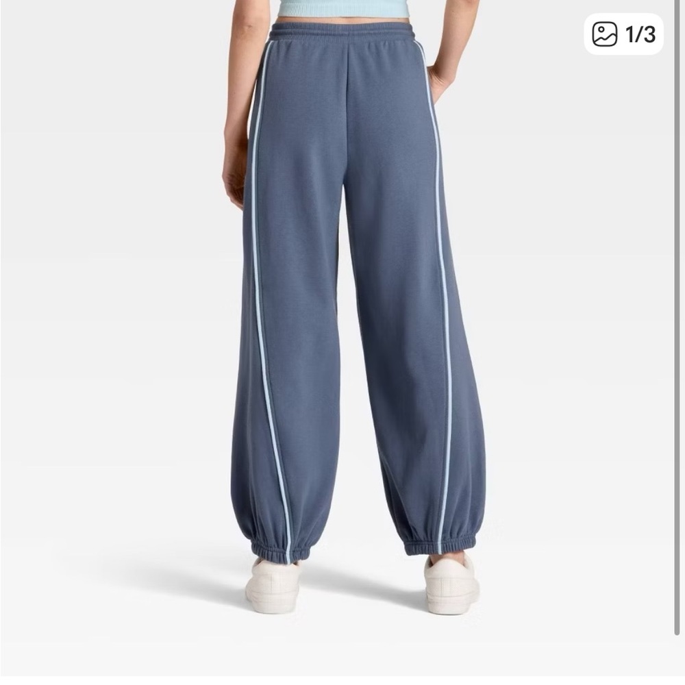 JoyLab Women's Blue Barrel Fleece Joggers oversized - XS feels like S - Picture 2 of 11